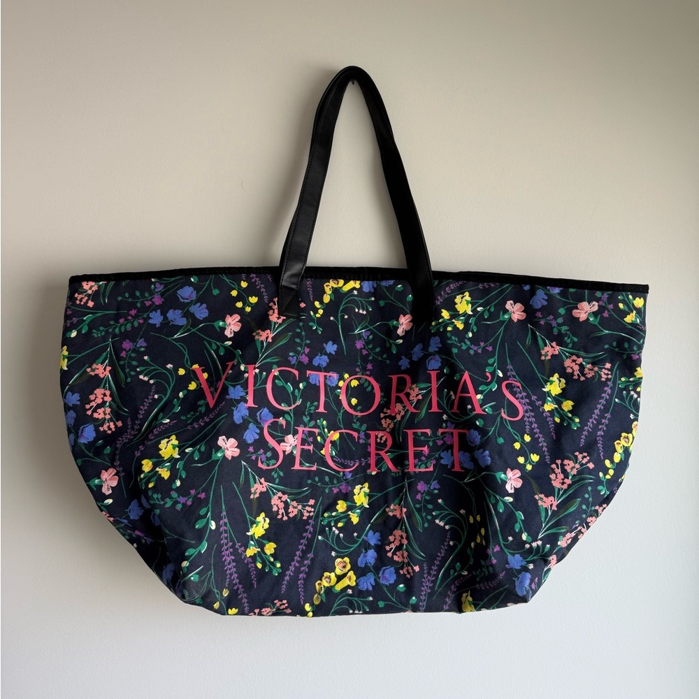 Victoria’s Secret Floral Tote Bag Large Weekender Travel Beach Bag - Picture 3 of 5